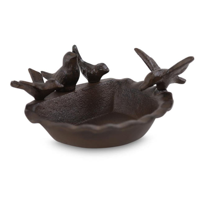Abreuvoir 4 Oiseaux Fonte Fonte Marron 21x18x9.8cm