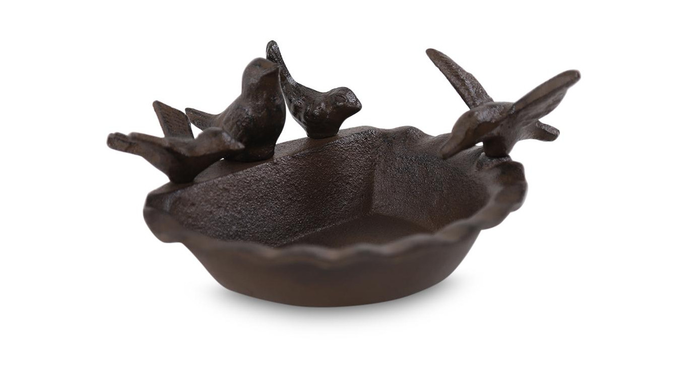 Abreuvoir 4 Oiseaux Fonte Fonte Marron 21x18x9.8cm