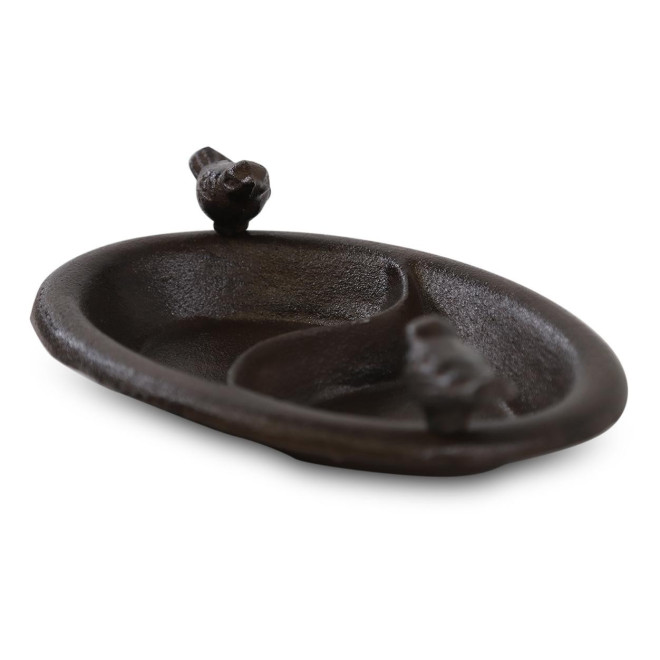 Tränke 2 Vögel Fonte Fonte Braun 25.5x17.5x7cm