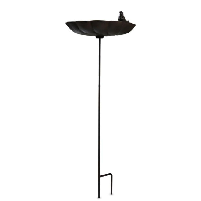 Abreuvoir Oiseau sur Pied Fonte Fonte Marron 26x26.5x72cm