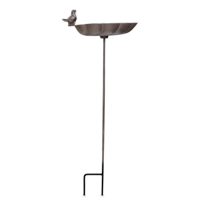 Abreuvoir Oiseau sur Pied Fonte Fonte Marron 26x26.5x72cm