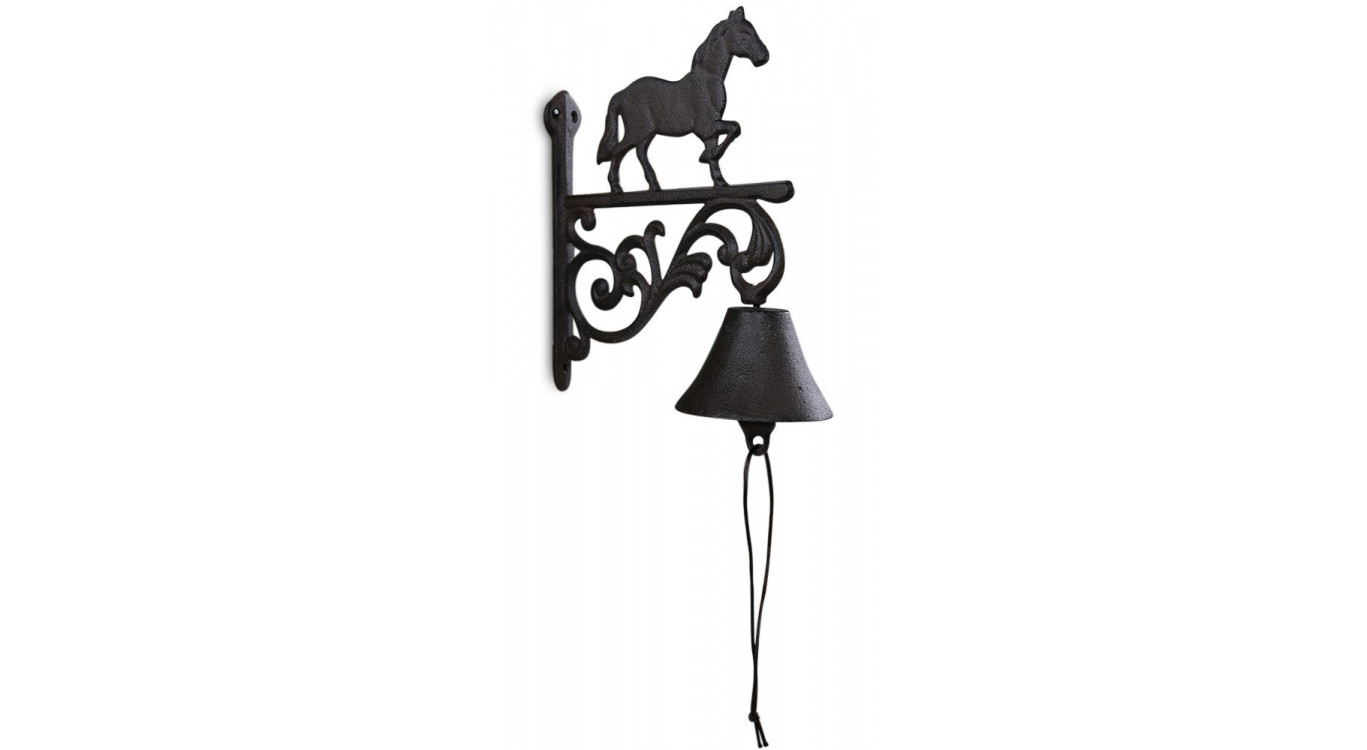 Cloche Cheval Fonte Marron 21.5x9.5x25cm