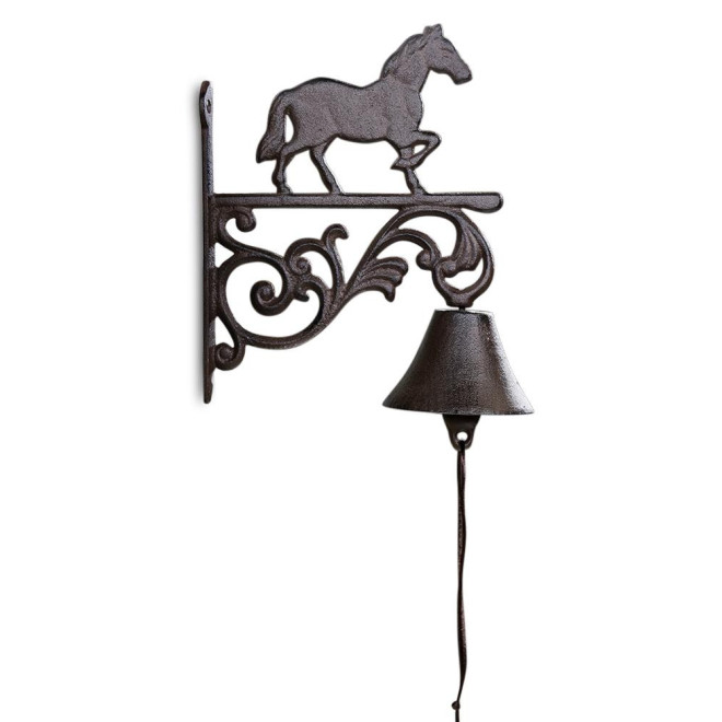 Cloche Cheval Fonte Marron 21.5x9.5x25cm