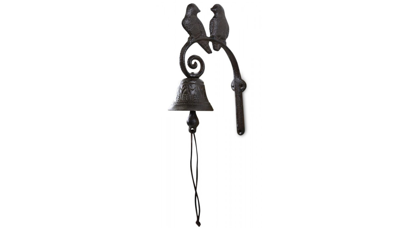 Glocke 2 Vögel Gusseisen Braun 12x7.5x22.5cm