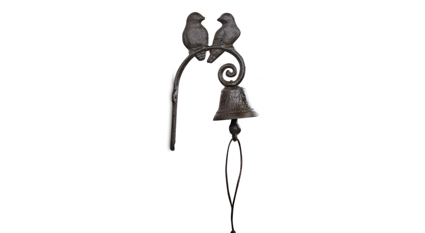 Glocke 2 Vögel Gusseisen Braun 12x7.5x22.5cm