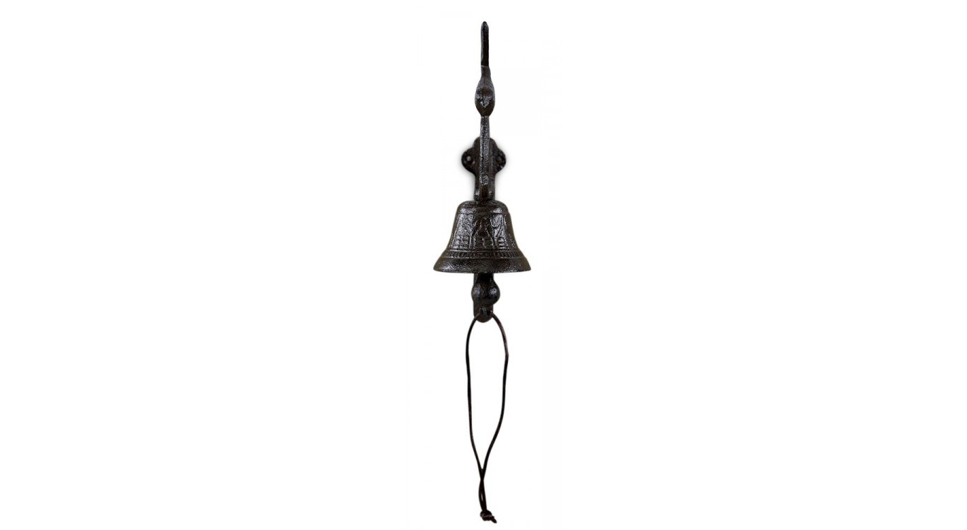 Cloche Oiseau Fonte Marron 13x8x18cm