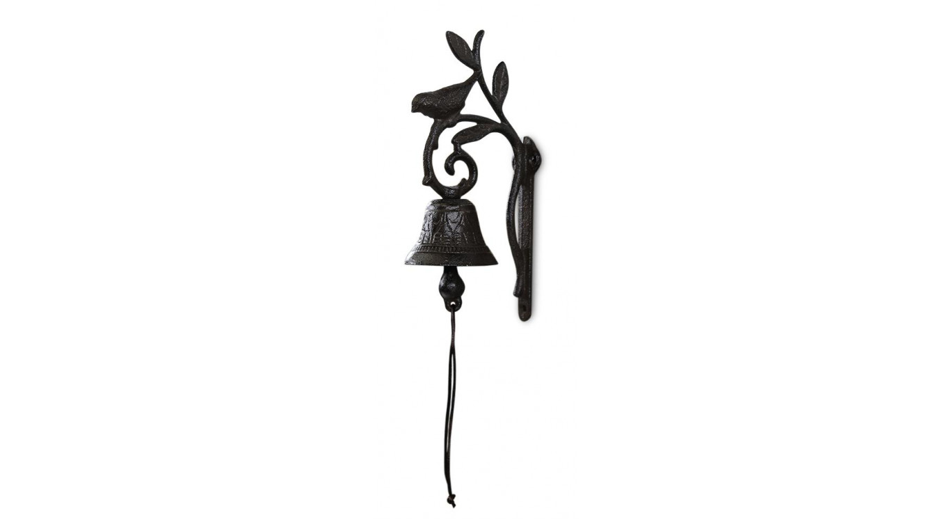 Cloche Oiseau Fonte Marron 13x8x18cm