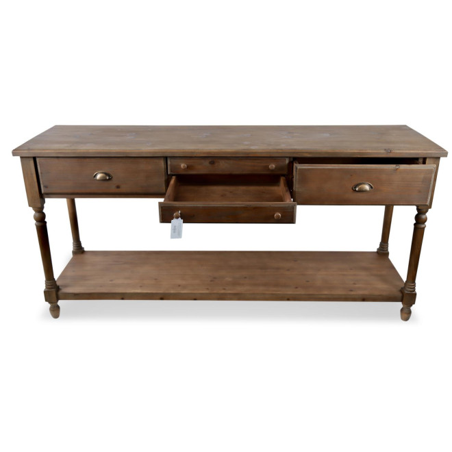 Console Drapier 4 Tiroirs Bois 183x50x87cm