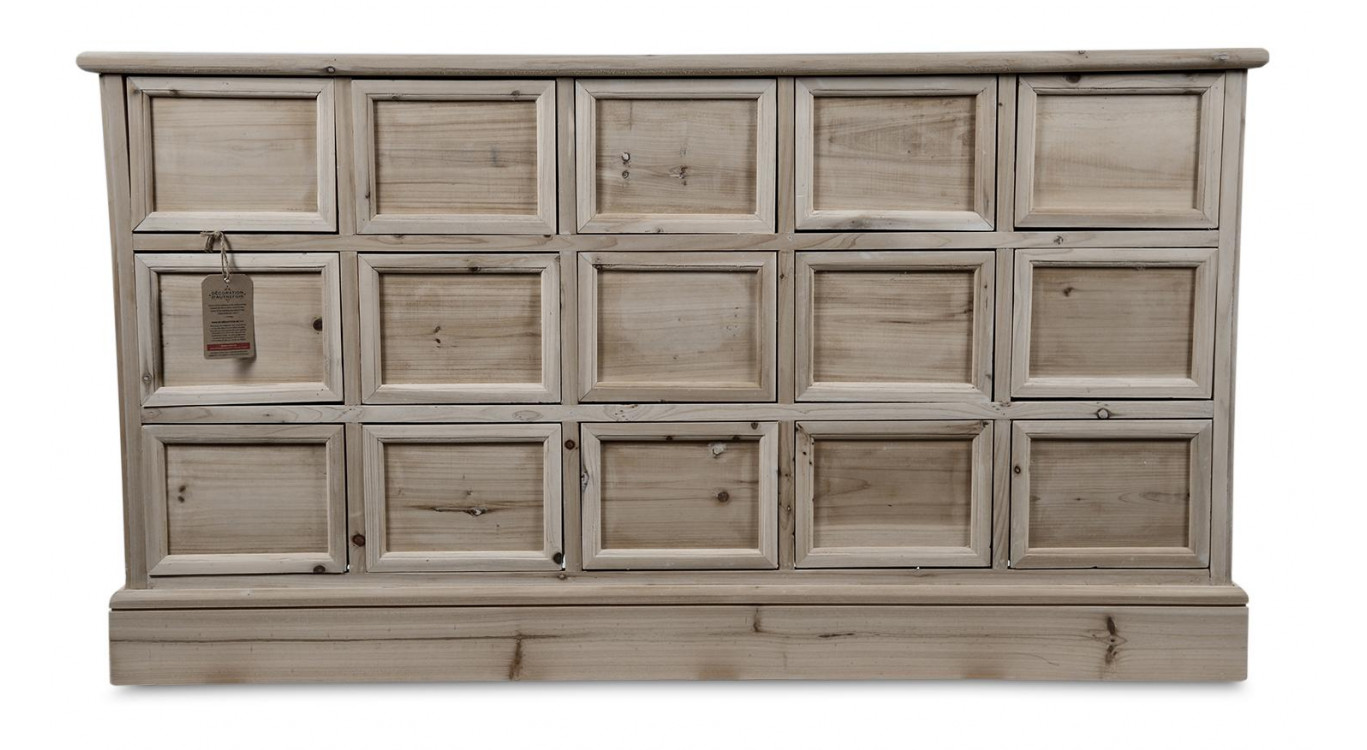 Kommode Grainetier 15 Schubladen Holz Nackt 137.5x40.5x76cm
