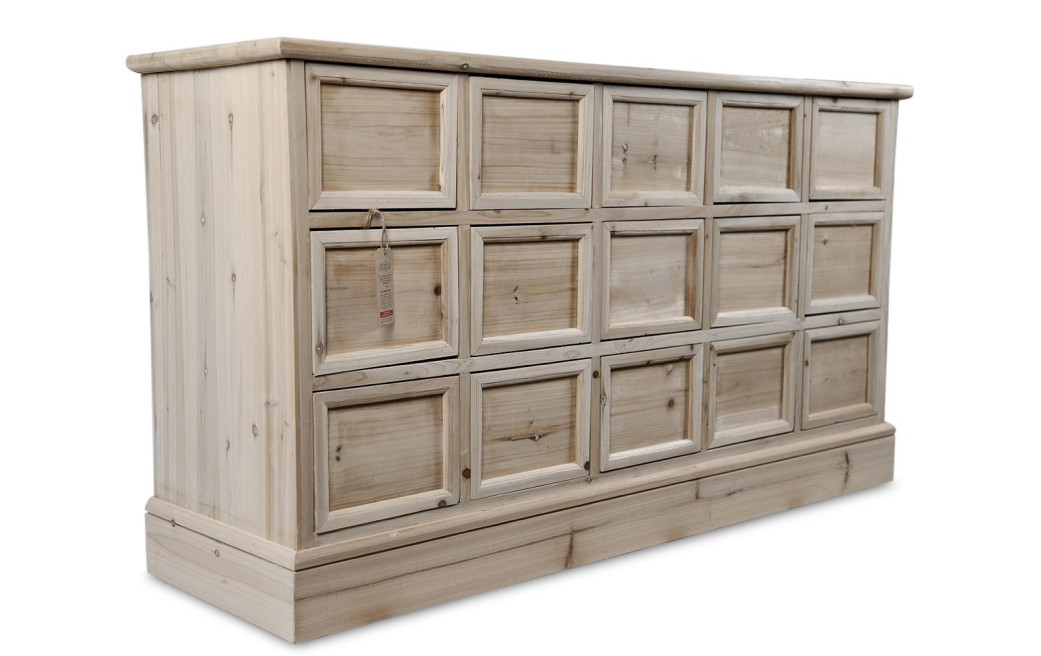 Kommode Grainetier 15 Schubladen Holz Nackt 137.5x40.5x76cm