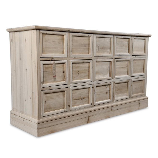 Kommode Grainetier 15 Schubladen Holz Nackt 137.5x40.5x76cm