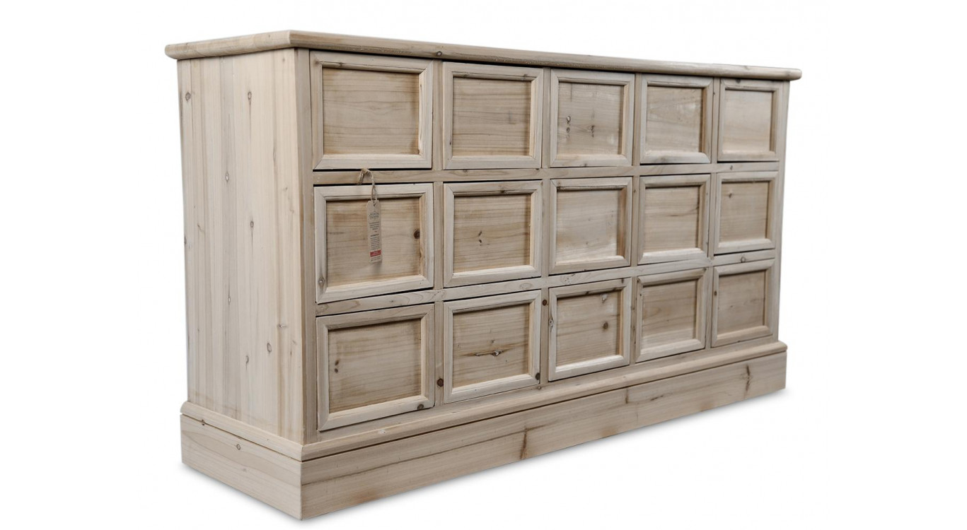 Kommode Grainetier 15 Schubladen Holz Nackt 137.5x40.5x76cm