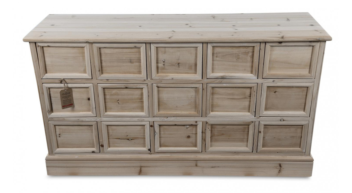 Kommode Grainetier 15 Schubladen Holz Nackt 137.5x40.5x76cm