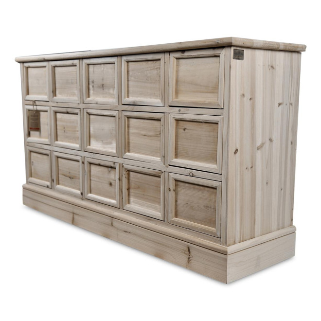 Kommode Grainetier 15 Schubladen Holz Nackt 137.5x40.5x76cm
