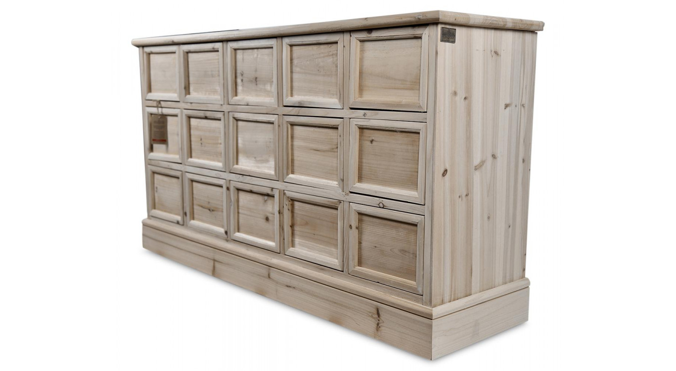 Kommode Grainetier 15 Schubladen Holz Nackt 137.5x40.5x76cm