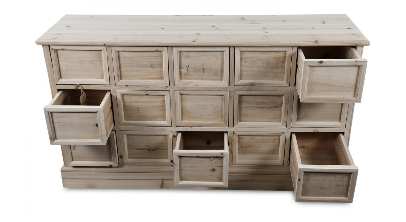 Kommode Grainetier 15 Schubladen Holz Nackt 137.5x40.5x76cm