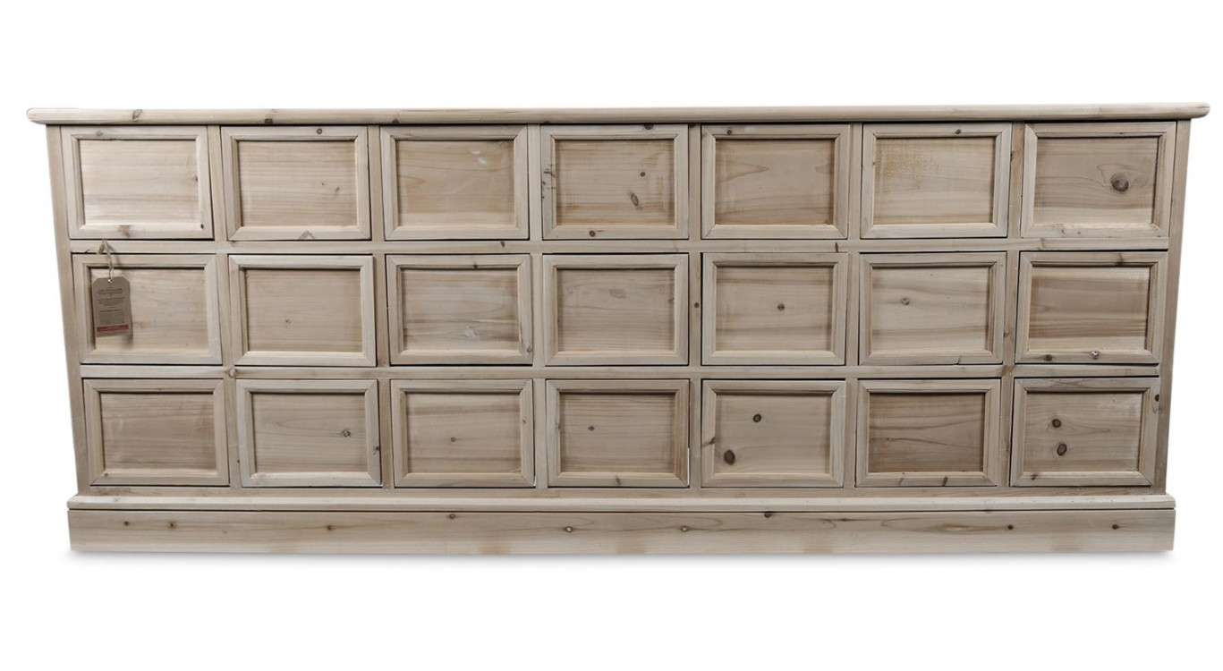 Bahut 21 Tiroirs Bois Nu 192x40.5x76cm