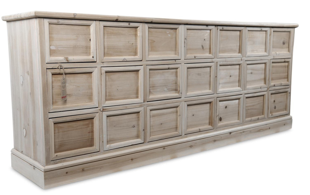 Truhe 21 Schubladen Holz Nackt 192x40.5x76cm