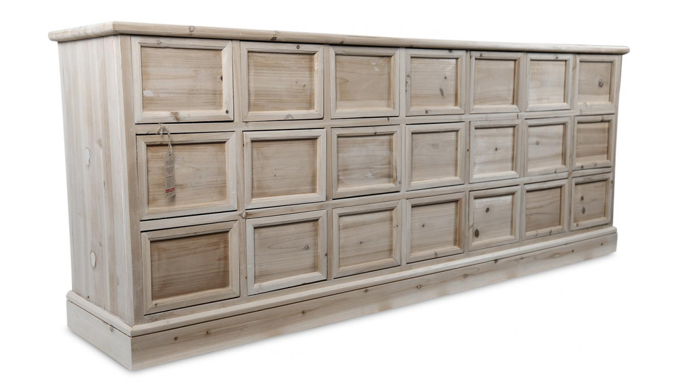 Bahut 21 Tiroirs Bois Nu 192x40.5x76cm