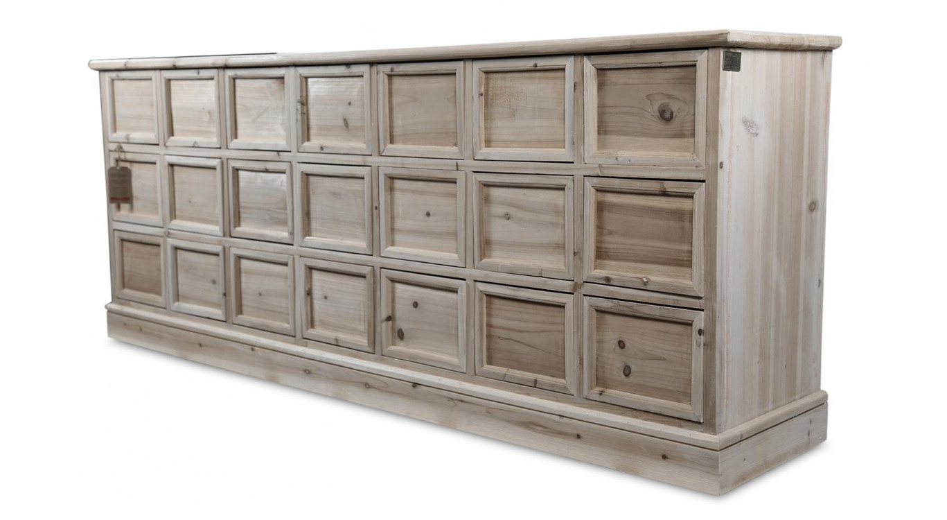 Bahut 21 Tiroirs Bois Nu 192x40.5x76cm