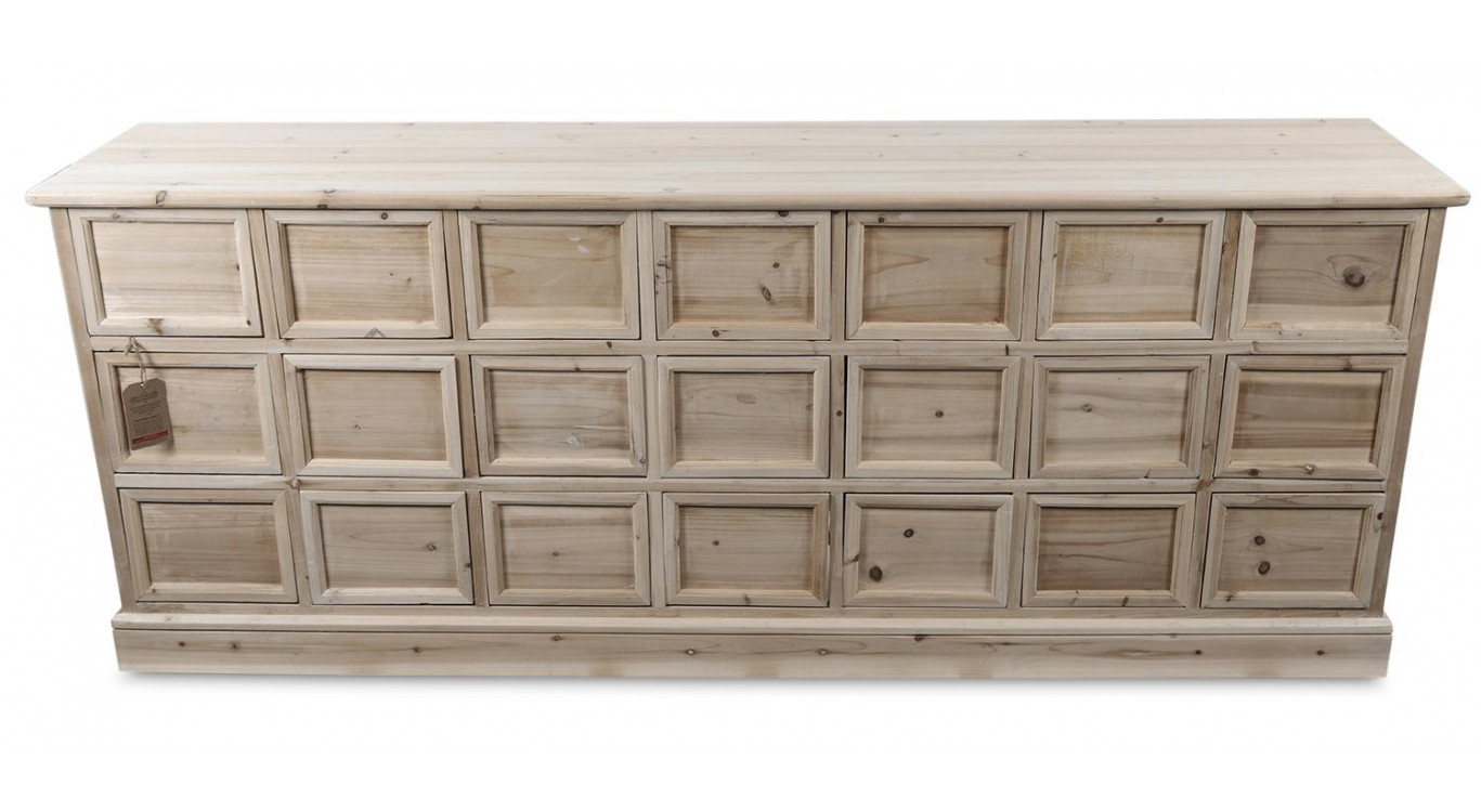 Truhe 21 Schubladen Holz Nackt 192x40.5x76cm