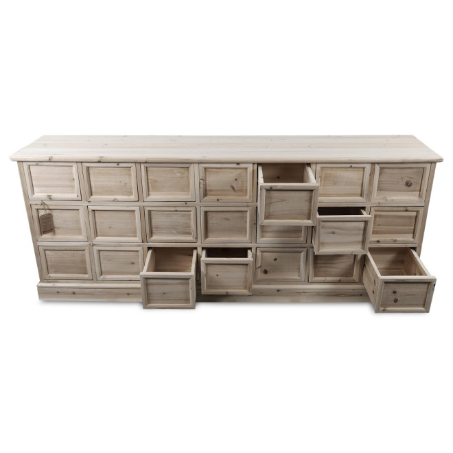 Bahut 21 Tiroirs Bois Nu 192x40.5x76cm
