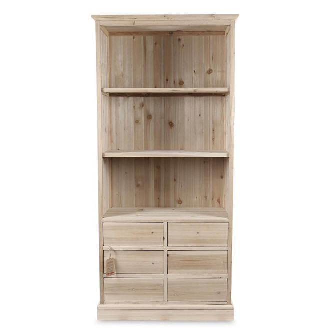 Geschirrschrank mit 6 Schubladen Nacktes Holz 78x34x168cm