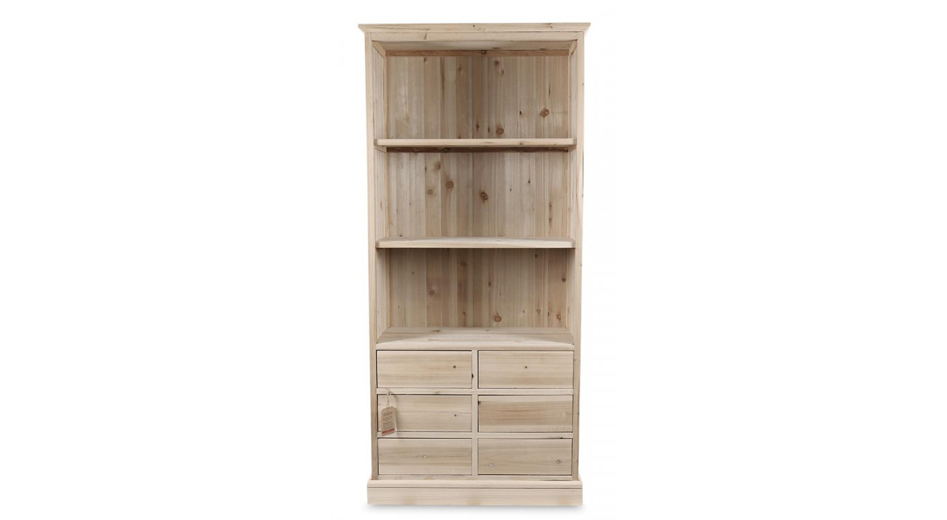 Vaisselier 6 Tiroirs Bois Nu 78x34x168cm