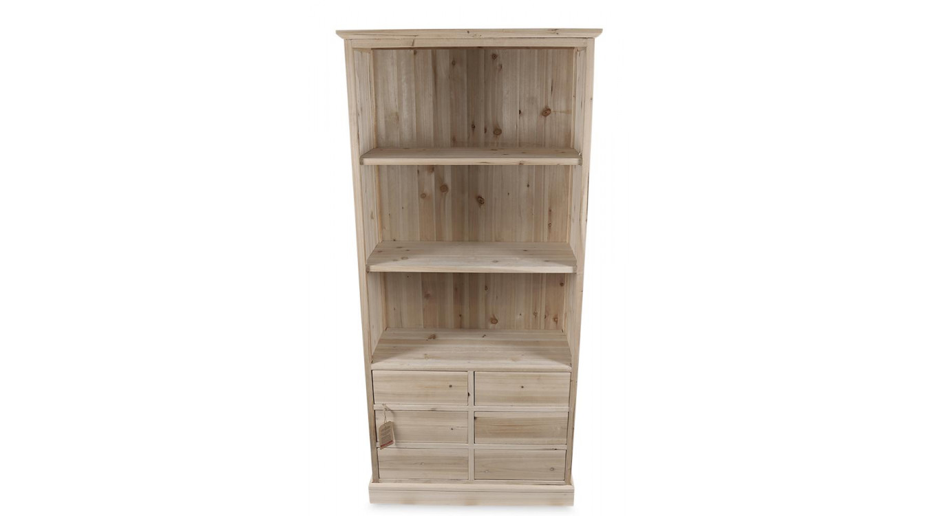 Vaisselier 6 Tiroirs Bois Nu 78x34x168cm