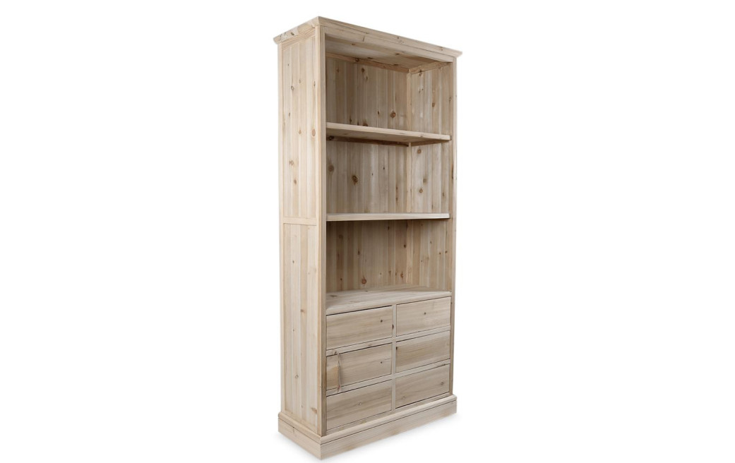 Geschirrschrank mit 6 Schubladen Nacktes Holz 78x34x168cm