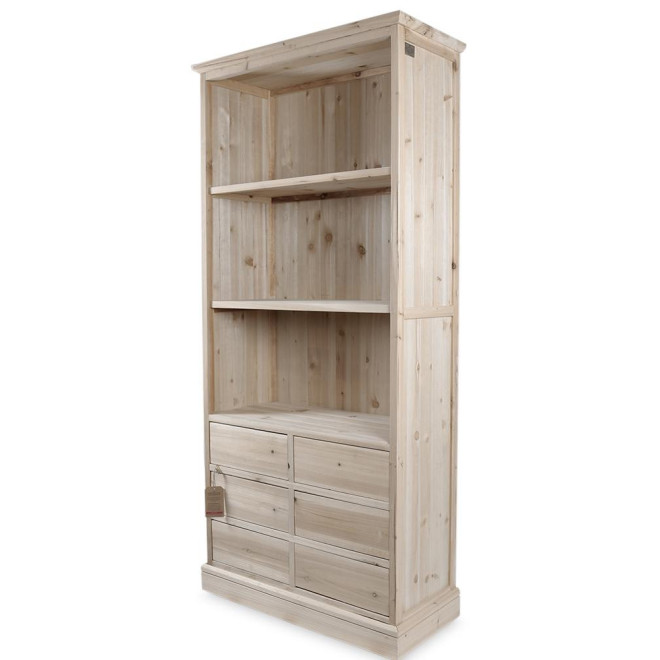 Geschirrschrank mit 6 Schubladen Nacktes Holz 78x34x168cm