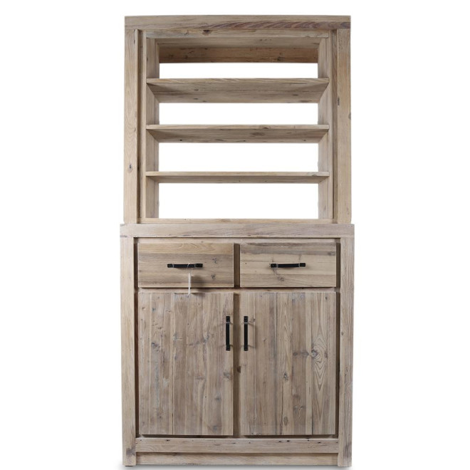 Vaisselier 2 Tiroirs Bois Naturel 100x46x200cm