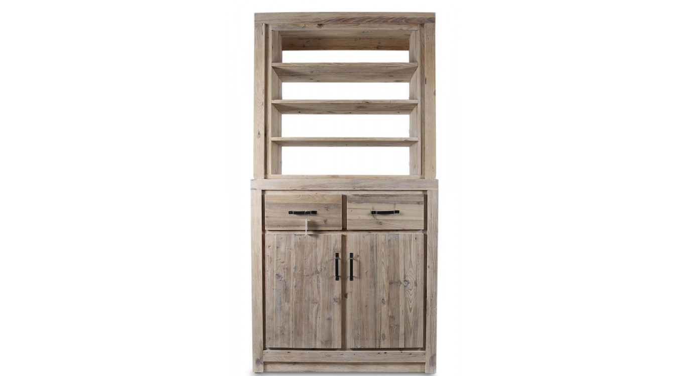 Vaisselier 2 Tiroirs Bois Naturel 100x46x200cm