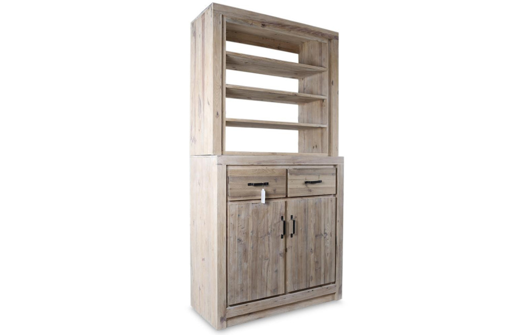 Geschirrschrank mit 2 Schubladen Naturholz 100x46x200cm