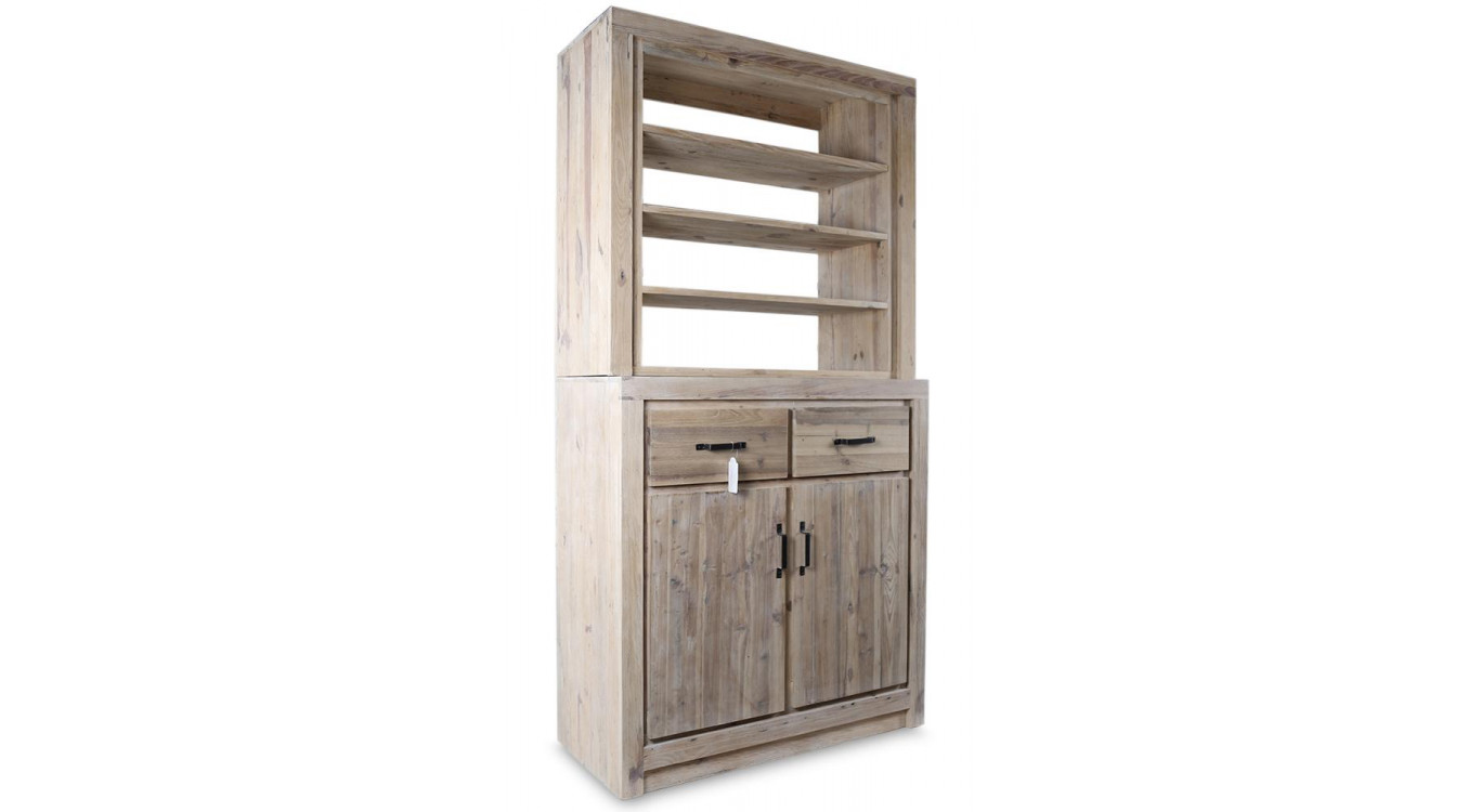 Vaisselier 2 Tiroirs Bois Naturel 100x46x200cm