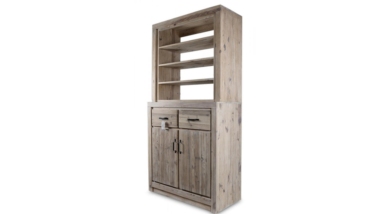 Vaisselier 2 Tiroirs Bois Naturel 100x46x200cm