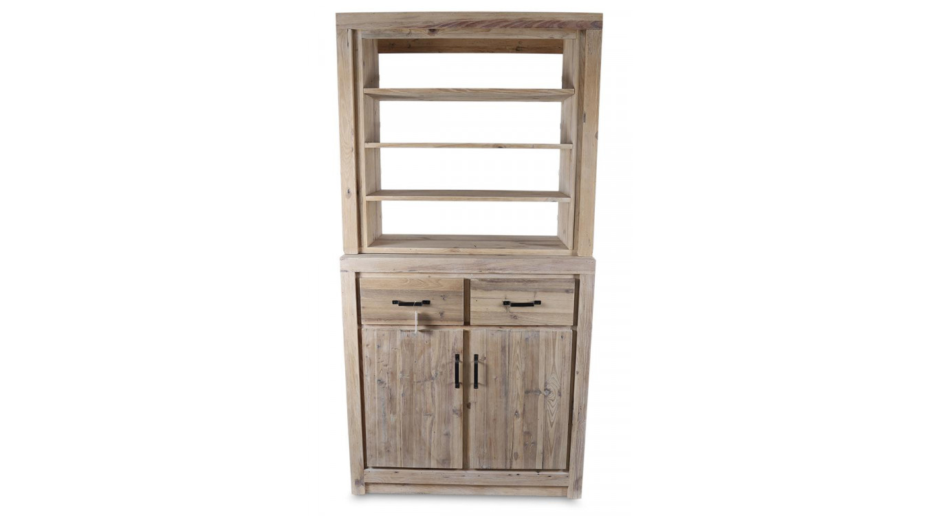 Vaisselier 2 Tiroirs Bois Naturel 100x46x200cm