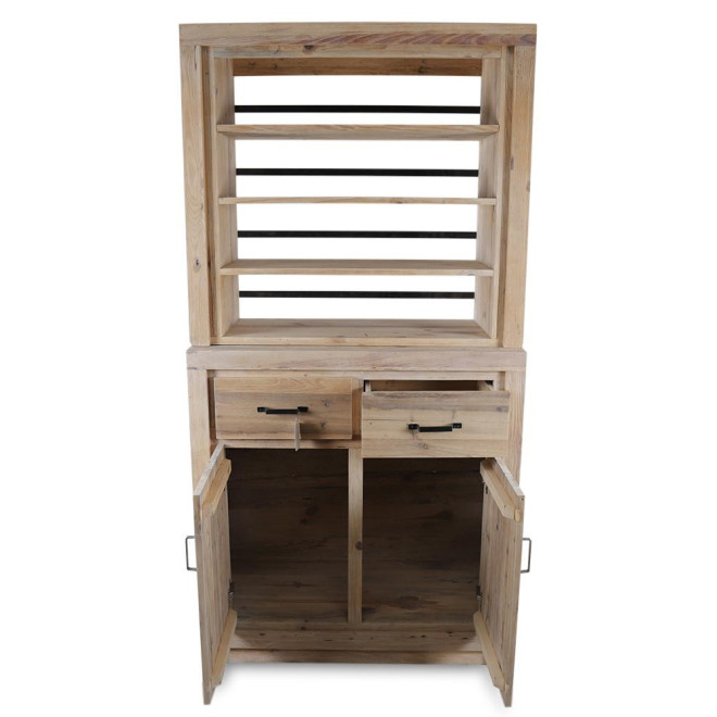 Geschirrschrank mit 2 Schubladen Naturholz 100x46x200cm