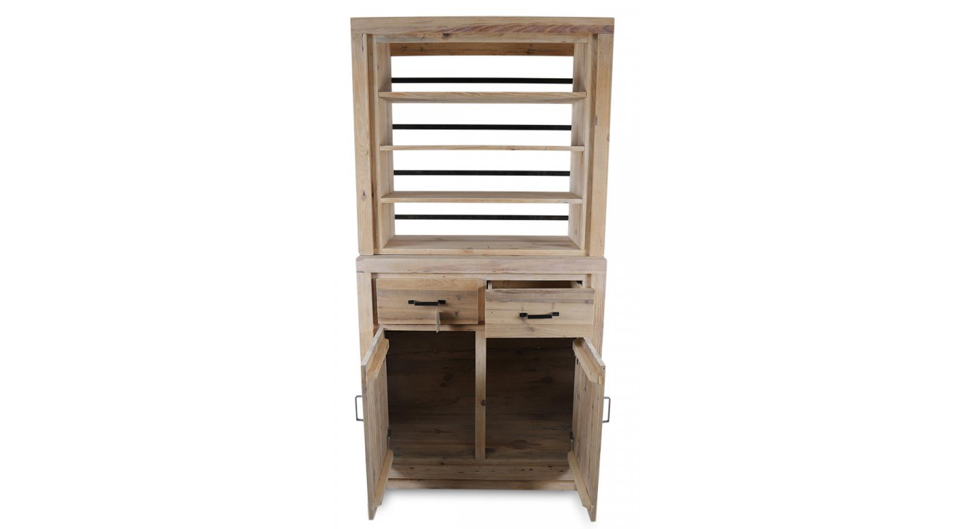 Vaisselier 2 Tiroirs Bois Naturel 100x46x200cm