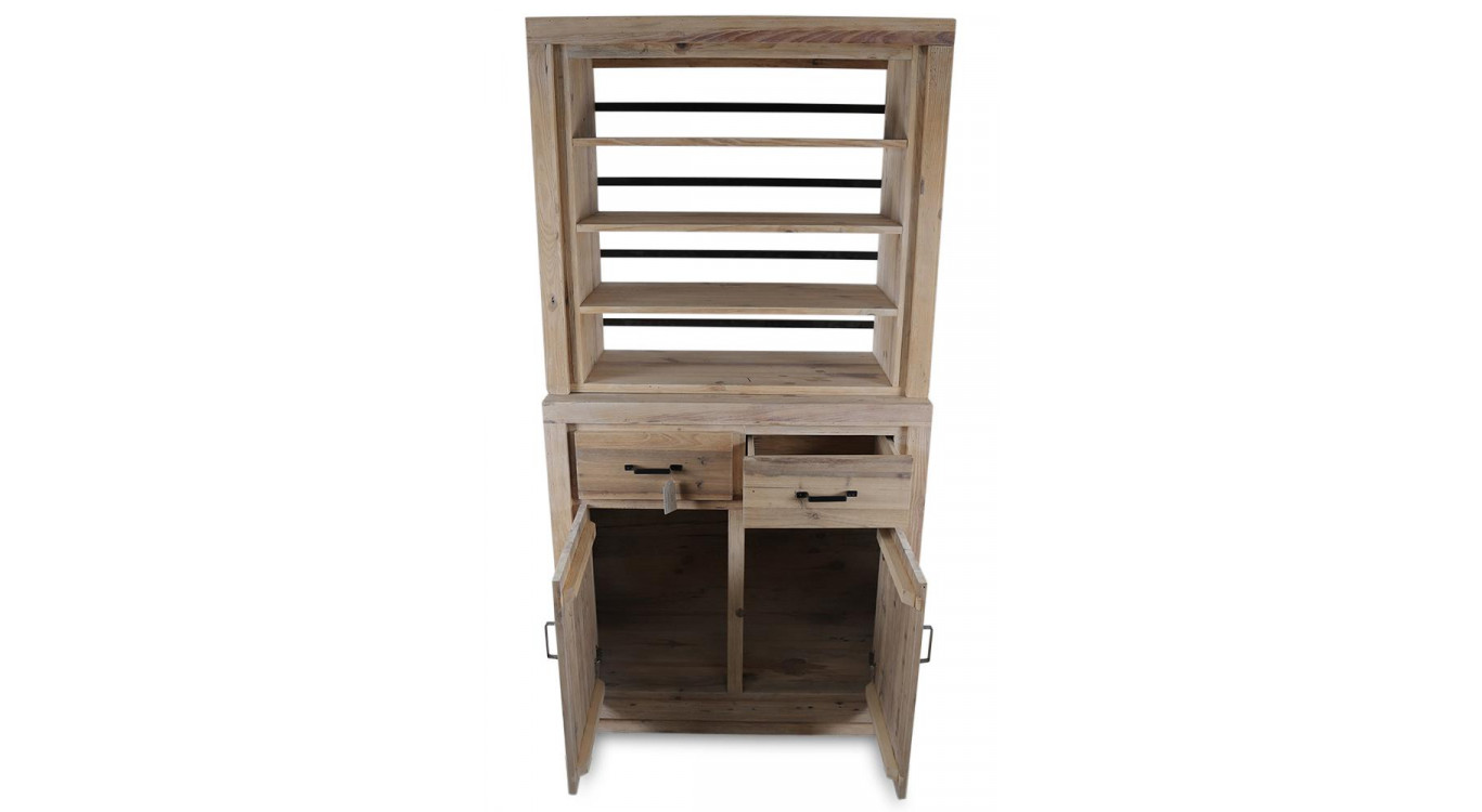 Vaisselier 2 Tiroirs Bois Naturel 100x46x200cm