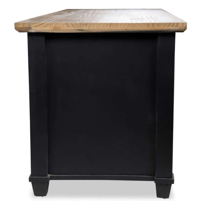 Meuble TV 1 Tiroir Bois Noir 142x49x53cm