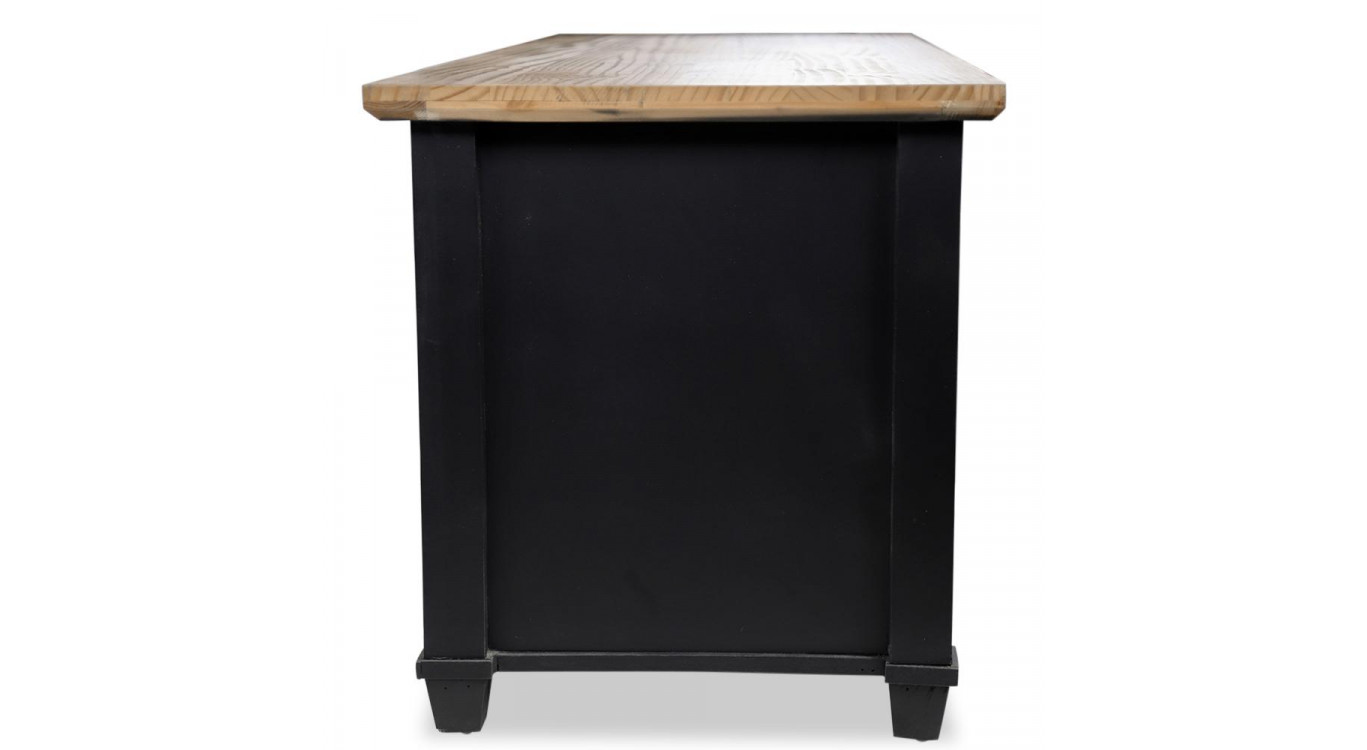 Meuble TV 1 Tiroir Bois Noir 142x49x53cm