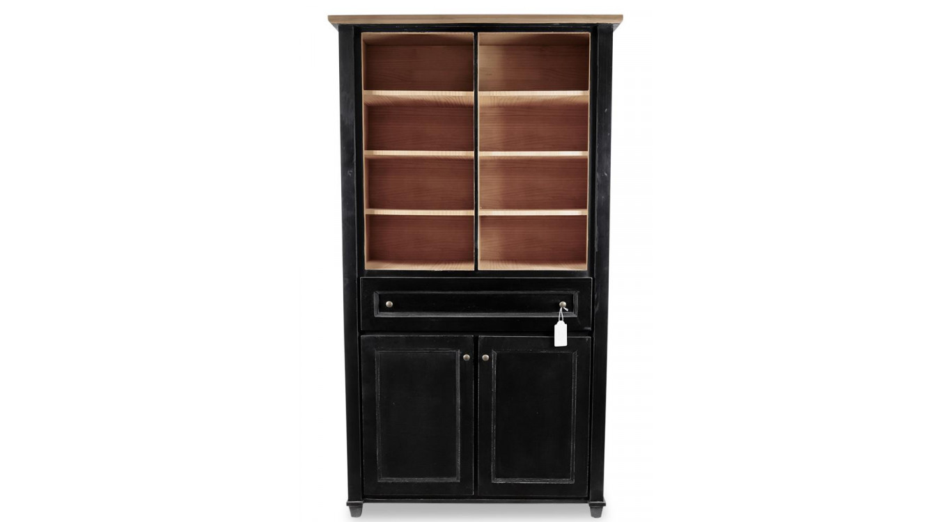 Geschirrschrank 1 Schublade Holz Schwarz 100x49x179cm