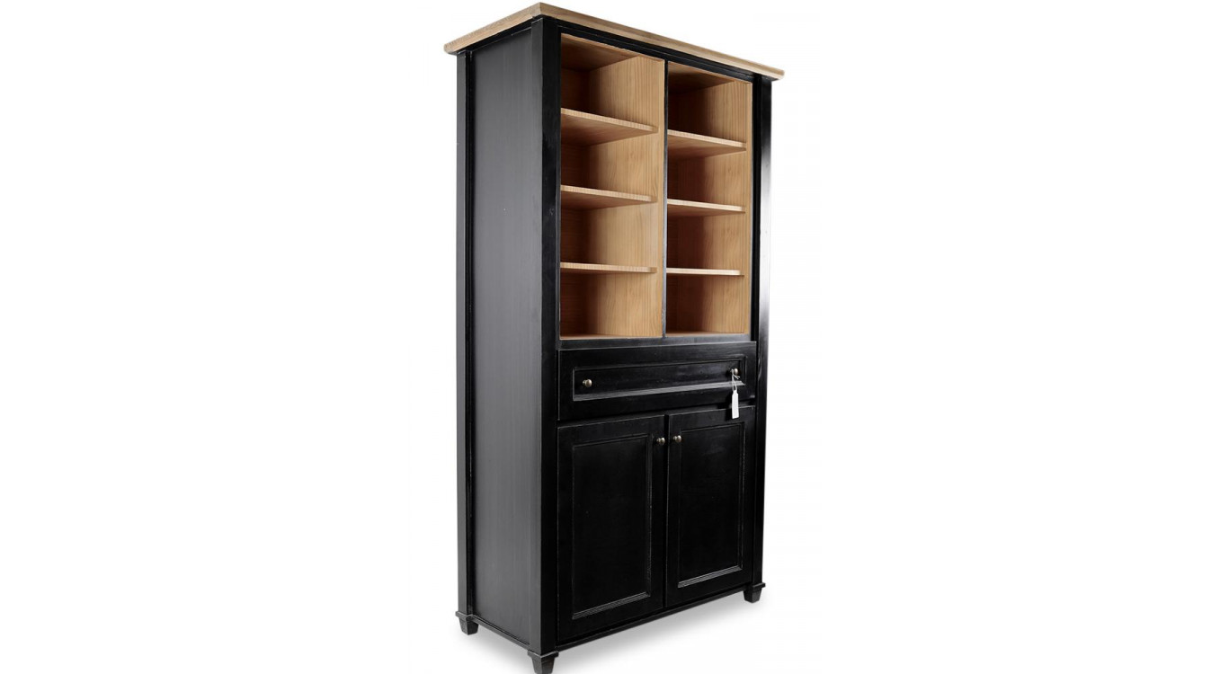 Geschirrschrank 1 Schublade Holz Schwarz 100x49x179cm
