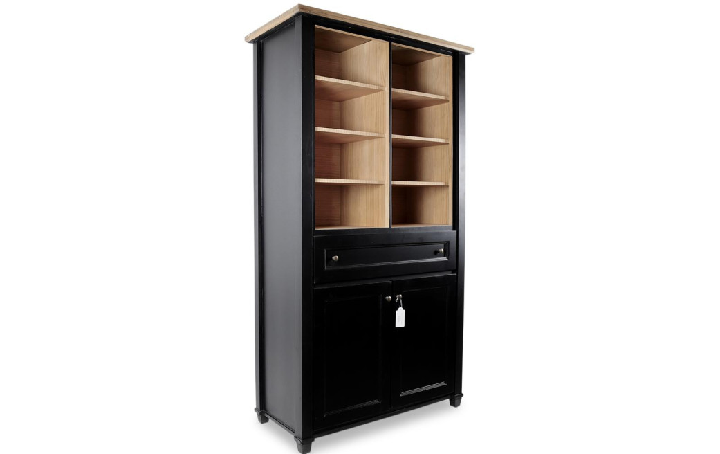 Vaisselier 1 Tiroir Bois Noir 100x49x179cm