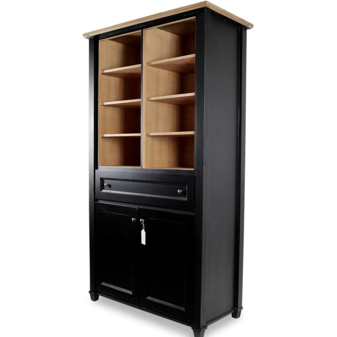 Vaisselier 1 Tiroir Bois Noir 100x49x179cm