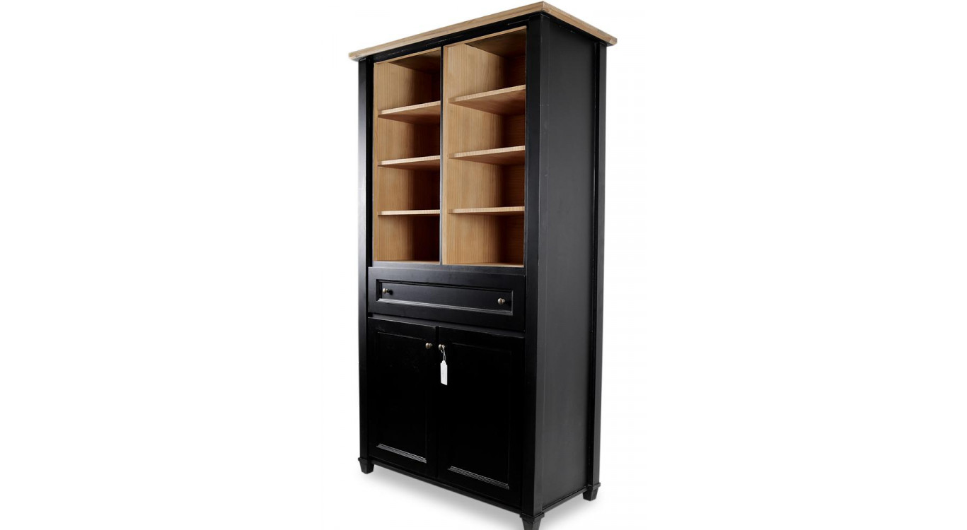 Vaisselier 1 Tiroir Bois Noir 100x49x179cm