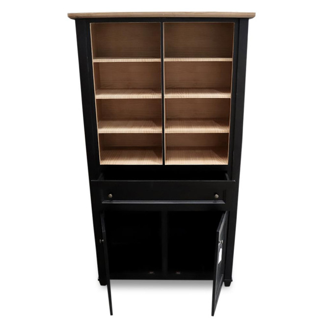 Vaisselier 1 Tiroir Bois Noir 100x49x179cm