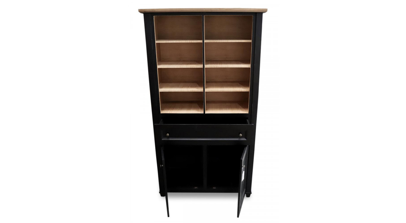 Vaisselier 1 Tiroir Bois Noir 100x49x179cm