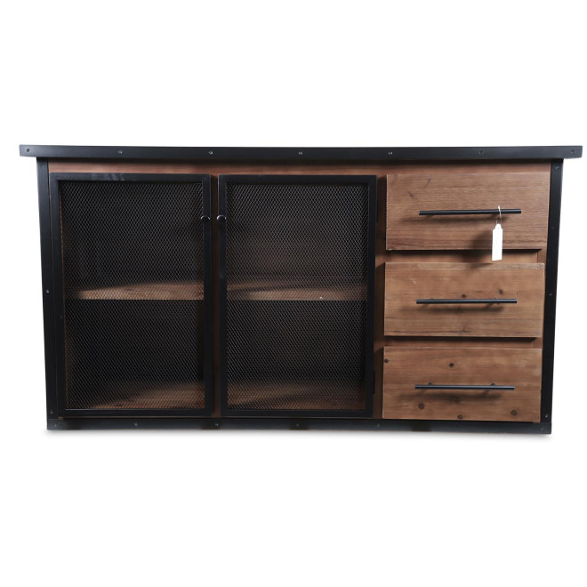 Buffet 3 Tiroirs Bois Marron 138x42x74cm